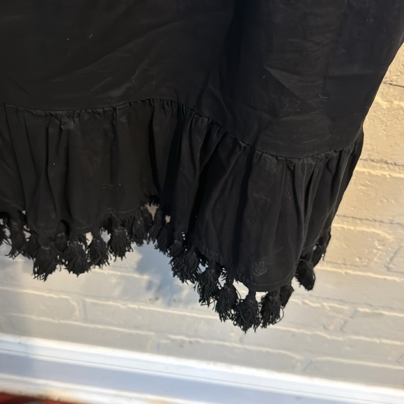 Catherine Malandrino dress black boho peasant tassel front & trim detail cotton - Picture 5 of 6